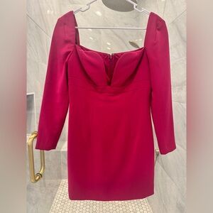 Liv Foster Women's Pink Long Sleeve Crepe Cocktail Mini Dress